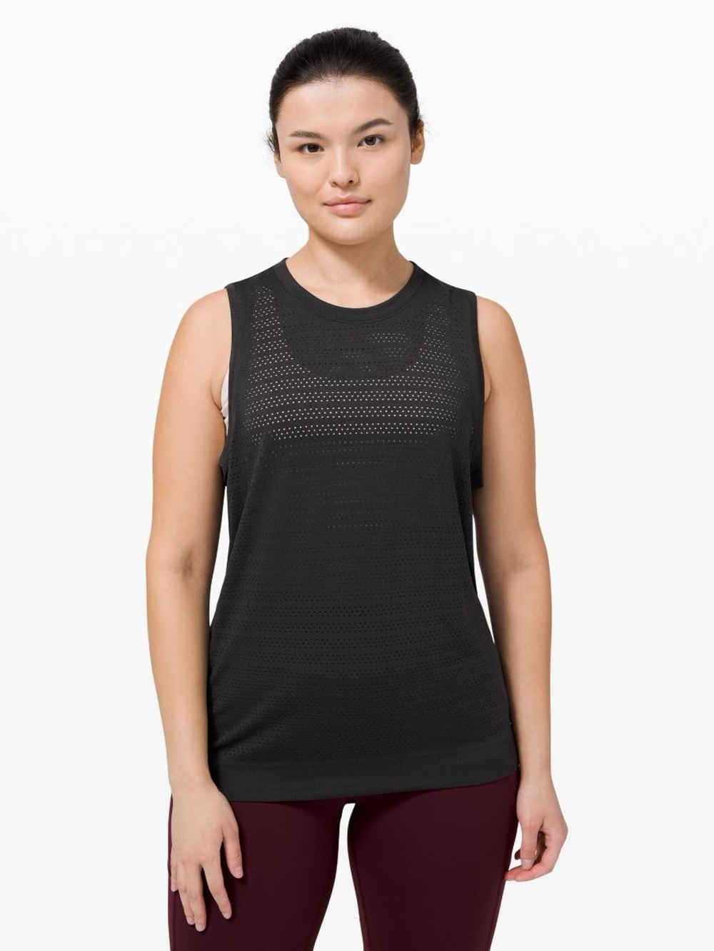 Lululemon Women’s Swiftly Breathe Muscle Tank Black Approx Size M/L Workout EUC